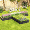 Outsunny Lit De Jardin Sureleve Lot De 5 Grandes Jardinieres En Acier, Gris