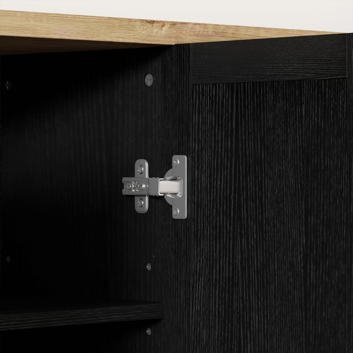 HOMCOM Armoire buffet moderne avec etageres reglables, noir