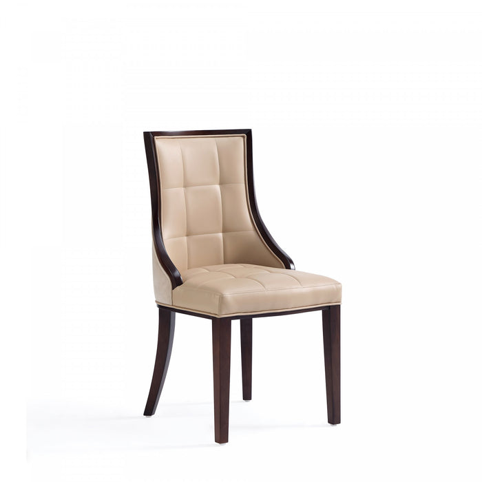 Chaise de salle a manger traditionnelle en bois avec revetement en tissu beige Fifth Avenue - Lot de 4