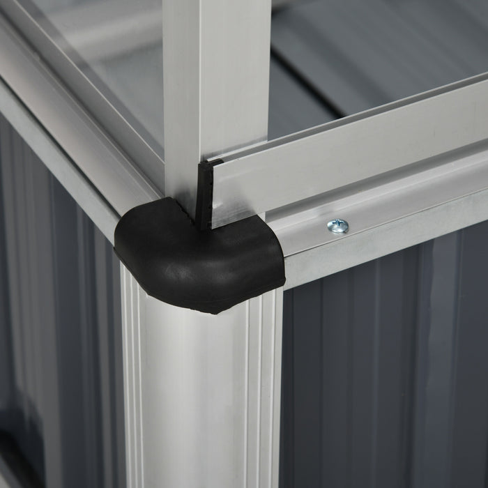 Outsunny Lit De Jardin Sureleve Avec Serre En Plastique, Gris Fonce
