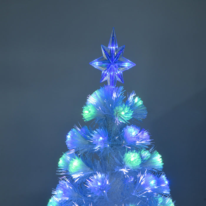 Homcom Arbre De Noel Pre-illumine A Fibre Optique Artificielle De 6 Pieds Avec 220 Lumieres Led Et Pointes De Branche