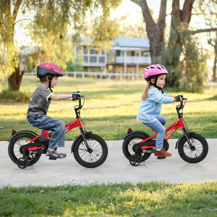 Velo Costway 14\" Pour Enfants Pour Garcons Et Filles De 3 A 5 Ans Avec Reflecteurs De Frein A Main Reglables