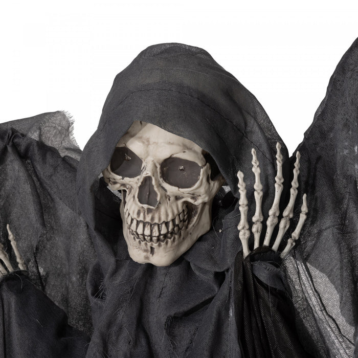 Homcom Faucheuse Ailee Animatronique Avec Yeux Lumineux, Pour Halloween