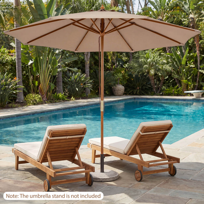 Costway Parasol de patio 9 FT avec hauteur reglable, levage par poulie a corde, dessus ventile pour plage Kaki Tan