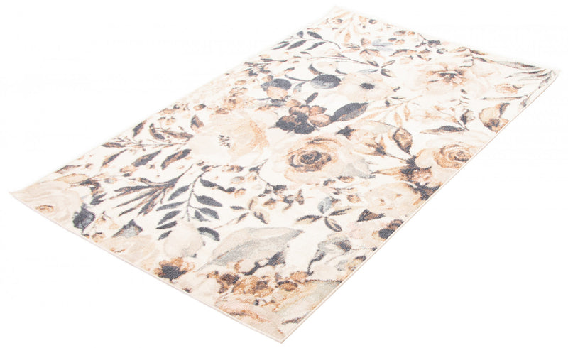 Carpette Rosette ivoire - 5 pi 0 po x 8 pi 0 po  
