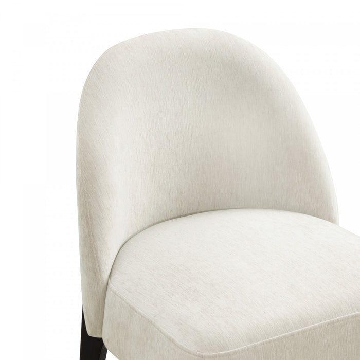 Chaise laterale contemporaine moderne Oslo en bois et chenille creme - Lot de 2