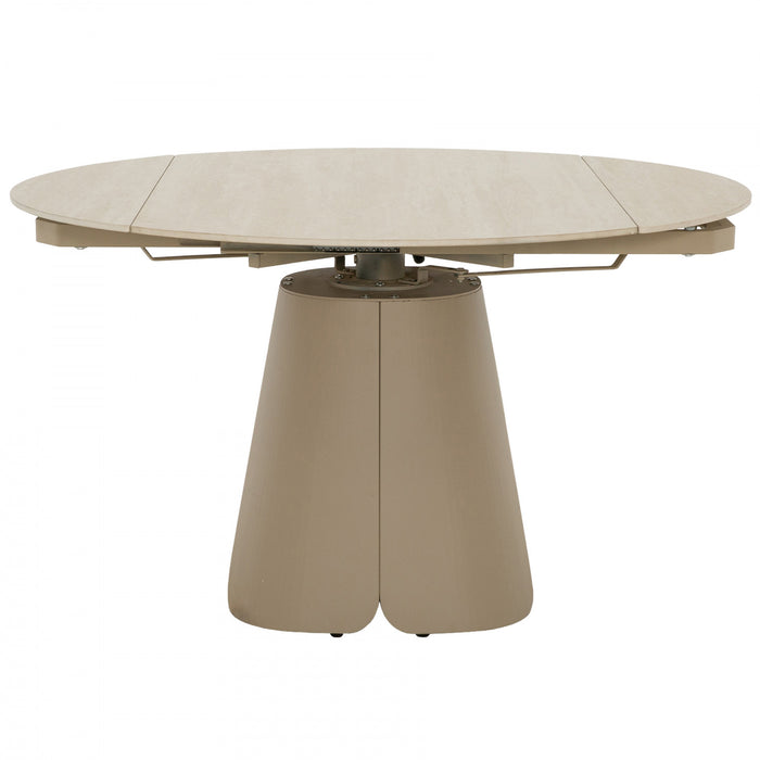 Ensemble de table de salle a manger ronde extensible Solene 5 pieces (32 a 52 po) avec chaises rembourrees (4 places)