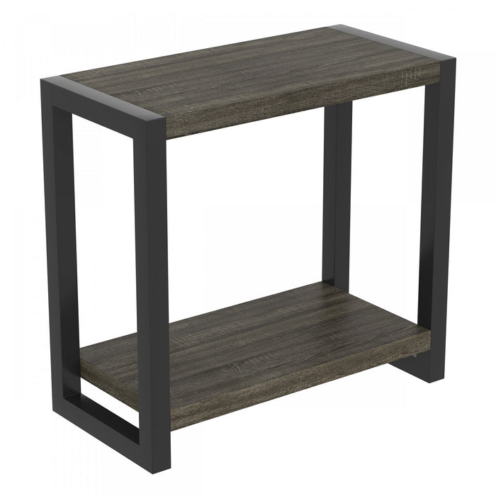 Table d’appoint étroite classique de 23 po avec tablette de rangement - gris foncé