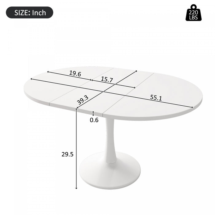 Table a manger ronde extensible Liam avec fonction gain de place, blanche
