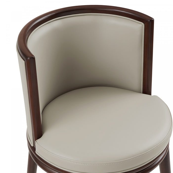 Tabouret de bar moderne en bois et tissu Evalyn, coloris pierre - Lot de 2