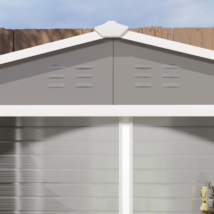 Outsunny Abri De Jardin 8'x7' Avec Serrure Et Cadre De Sol, Gris Clair