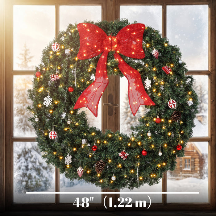 HOMCOM Couronne de Noel lumineuse 122 cm, verte