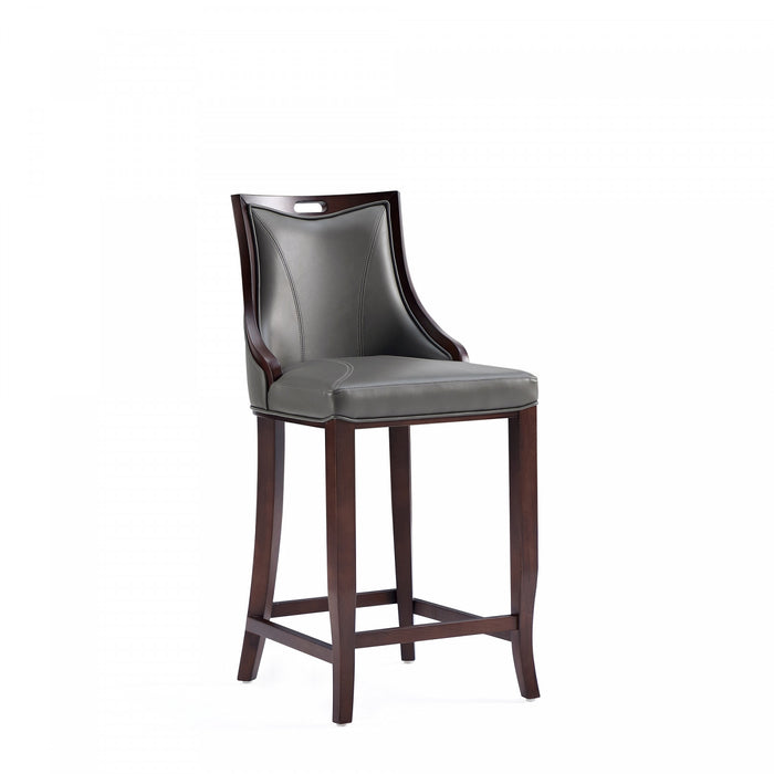 Tabouret de bar en bois traditionnel Emperor avec assise rembourree, graphite - Lot de 3