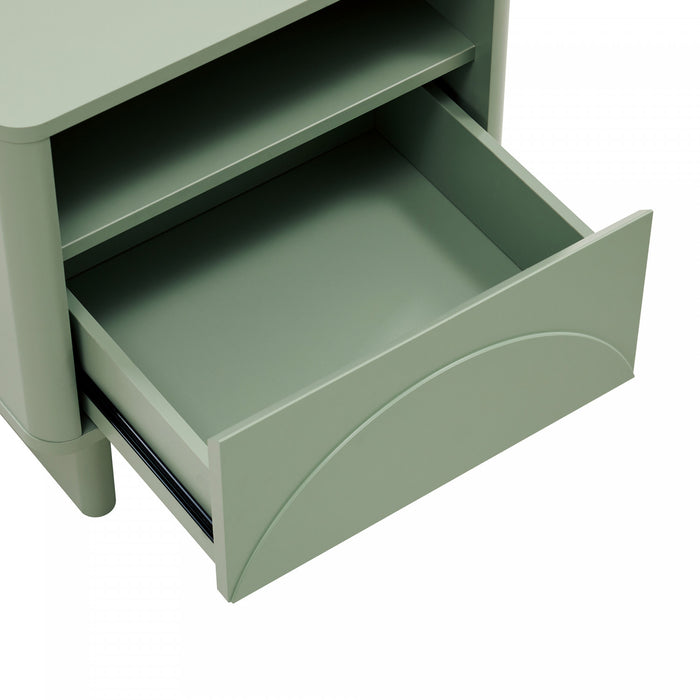 Table de nuit moderne Ella 20\" en vert sauge (1 tiroir) - Lot de 2
