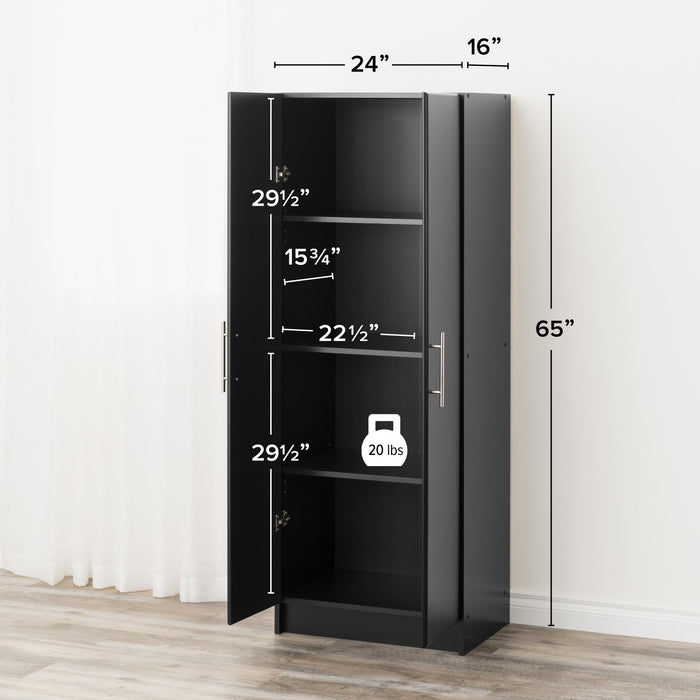 Armoire profonde de rangement Elite avec tablettes fixes et réglables - noire