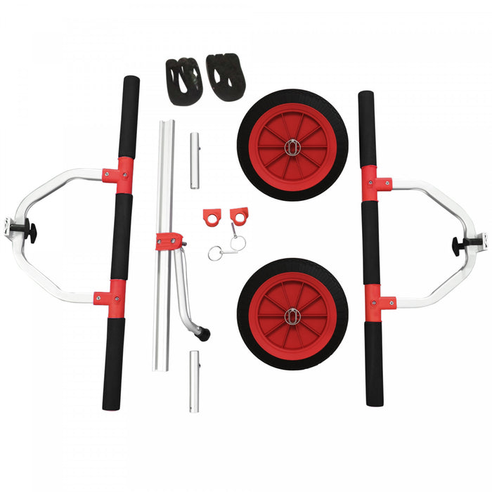 Soozier Chariot Pour Kayak Avec Largeur Reglable Et Grandes Roues, Rouge