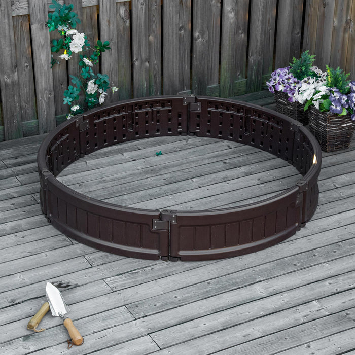 Outsunny 48\" X 48\" X 8\" Kit De Lit De Jardin Sureleve, Jardiniere Ronde Au-dessus Du Sol Pour Fleurs/herbes/legumes Exterieur Jardin Arriere-cour Avec Assemblage Facile, Marron