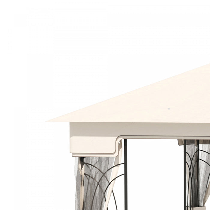 Outsunny Auvent De Terrasse A Toit Souple10' X 10', Creme
