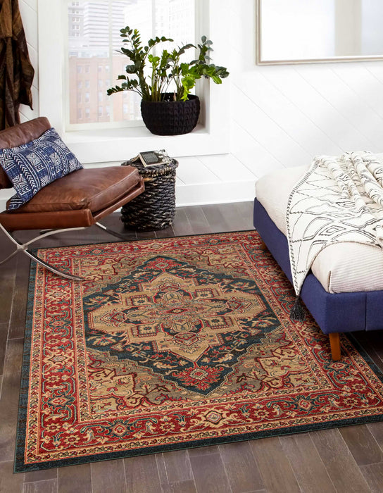Tapis Traditionnel Lux 3'11\" x 5'7\" en Bleu