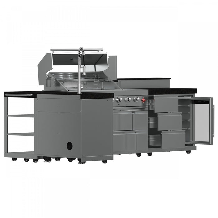 Cuisine d'exterieur Bulnes – BBQ en acier inoxydable de 84 000 BTU et comptoirs noirs – FODKT2520BLK