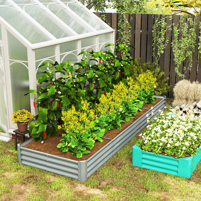 Outsunny Lit De Jardin Sureleve Galvanise 12x4x1pi, Fond Ouvert, Argent