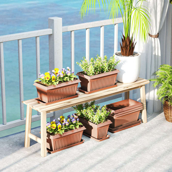 Outsunny Lot de 7 pots de fleurs de 15,7\" avec trous de drainage, marron