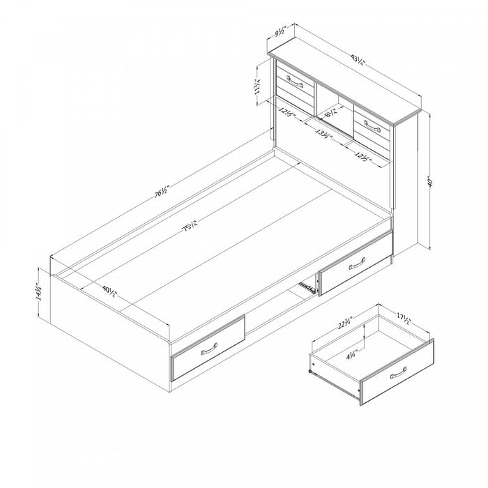 Ulysses Ensemble Lit Matelot Et Tete De Lit Bibliotheque Myrtille, De Meubles South Shore