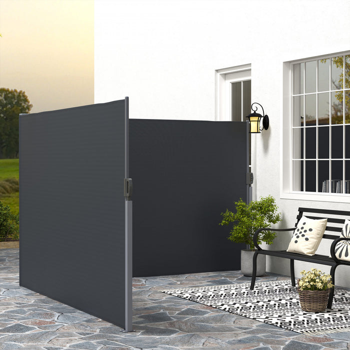Outsunny Auvent Double Face Retractable, Ecran De Confidentialite, Gris