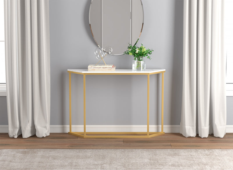 Console moderne de 44 po - marbre avec fini doré