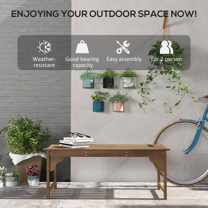 Outsunny Banc de Jardin en Bois avec Siege a Lattes pour Terrasse, Teck