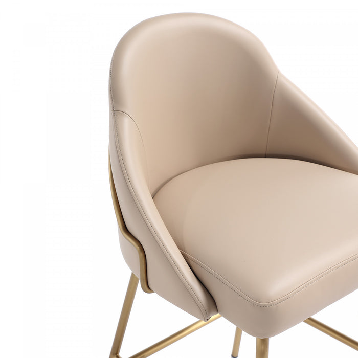 Tabouret de bar moderne en metal Gracie avec revetement en tissu, couleur beige et or - Lot de 2