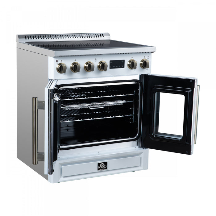 Cuisiniere a induction Torino de 30 po, blanche, avec portes francaises, 4,32 pi³ – FFSIN0950-30WHT