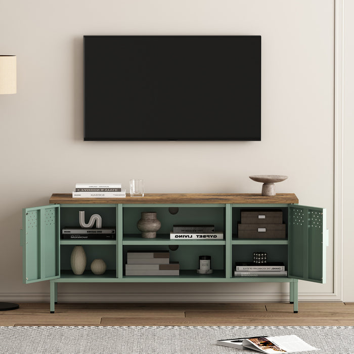 Armoire de rangement moderne Landen 47\" en metal, vert sauge