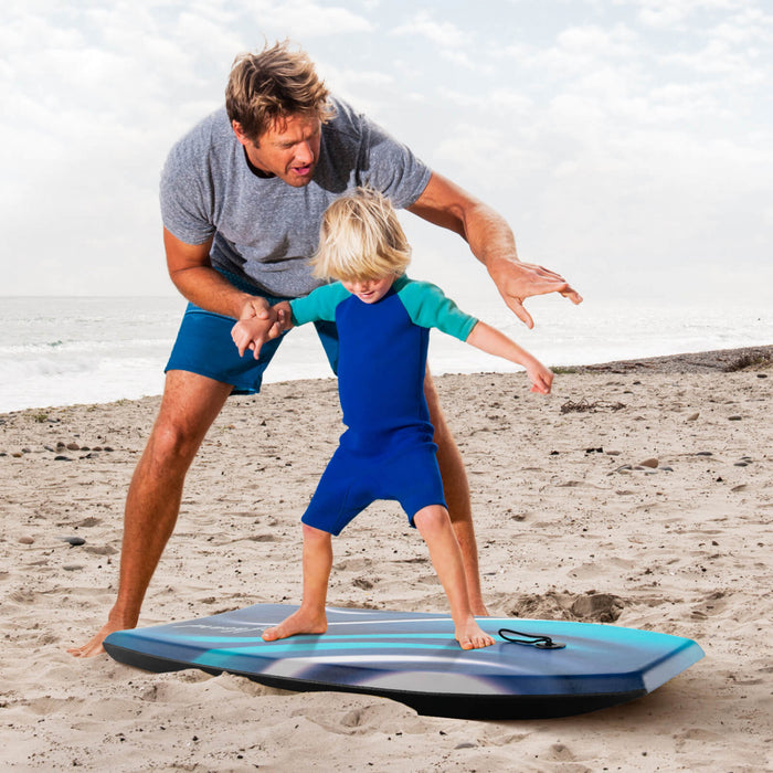 Costway 37\" Body Board Leger Avec Eps Core Xpe Deck Hdpe Fond Croissant Tail Bleu