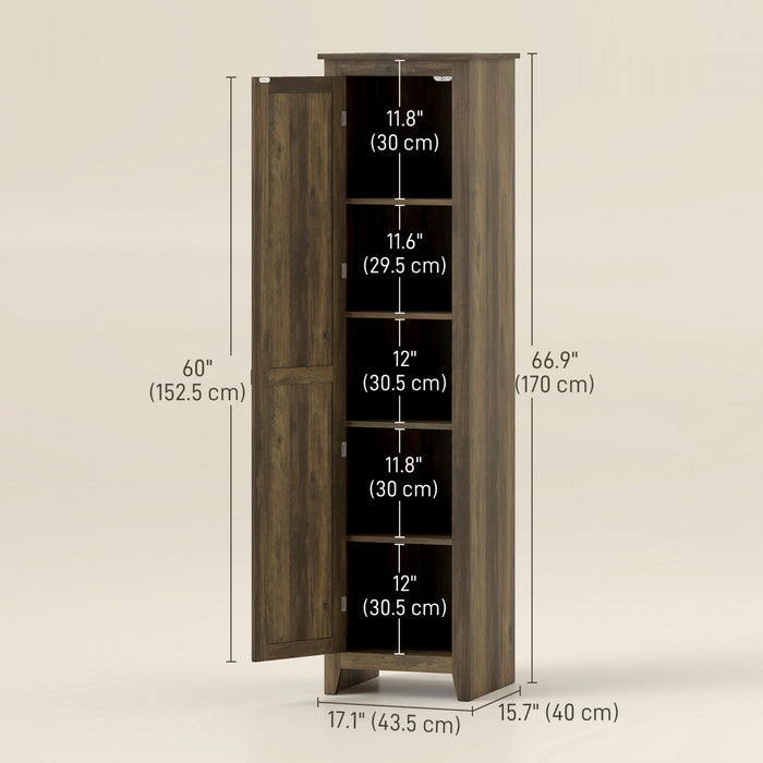 HOMCOM Garde-manger de cuisine 67 po, armoire de rangement, marron