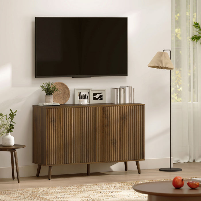 HOMCOM Buffet moderne cannele avec etageres reglables, Brun fonce