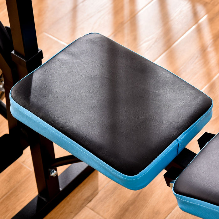 Soozier Banc De Musculation Fitness Entrainement Complet Avec Support D'halteres Dossier Reglable Acier Revetement Synthetique Noir Et Bleu
