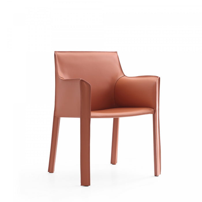 Chaise de salle a manger moderne en cuir vegetalien Vogue en argile - Lot de 2