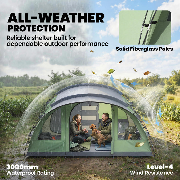 Outsunny Tente de Camping Multi-Pieces pour 5 Personnes, Grande Tente Familiale, Vert
