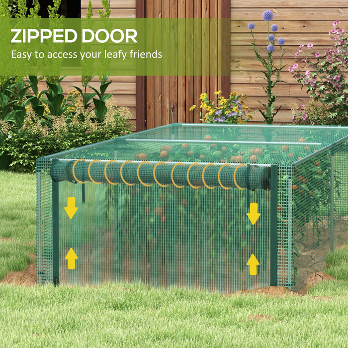 Outsunny Cage de Culture 2,4 m x 1,2 m, Protection pour Plantes avec Porte Zippee Enroulable