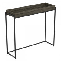 Console moderne de 40 po avec plateau encastré - gris foncé avec métal noir