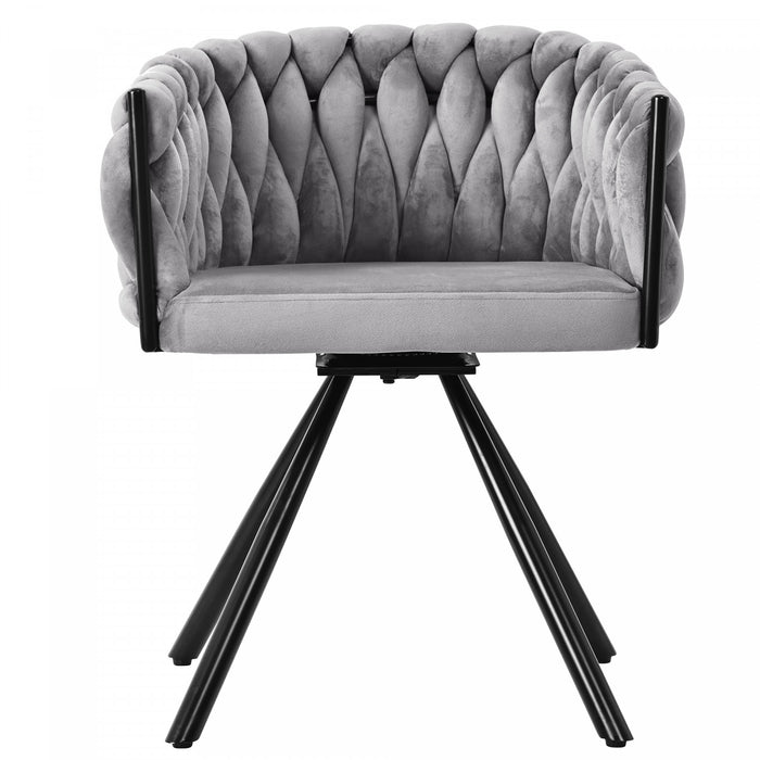 Chaises de salle a manger pivotantes Amelia en velours avec revetement capitonne et pieds en metal, lot de 6, gris