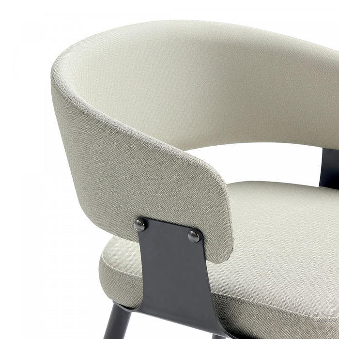 Chaise de salle a manger moderne Luce en cuir vegetalien texture et metal, couleur avoine - Lot de 4