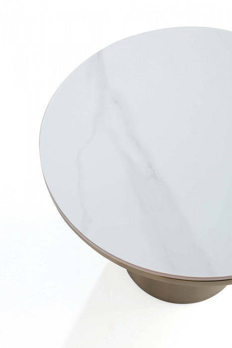 Table d’appoint Glenn Modern Glam avec plateau en pierre frittee, finition or