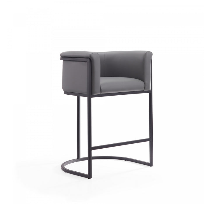 Tabouret de comptoir moderne du milieu du siecle Cosmopolitan en metal et tissu gris - Lot de 3