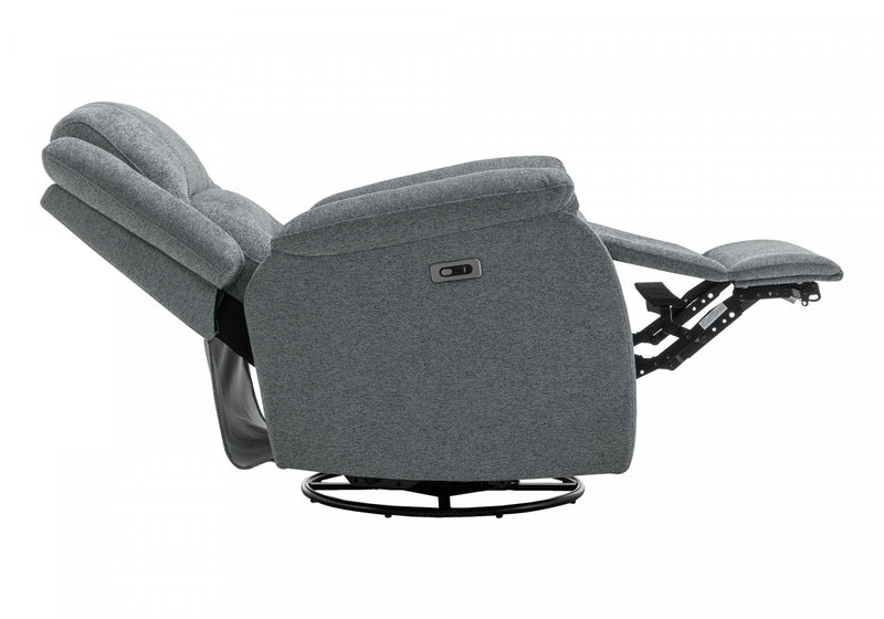 Grand Fauteuil Rembourre Inclinable, Port Usb Inclus, Tissu Bleu, Transitionnel