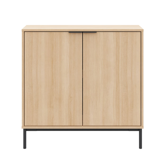 Armoire décorative de rangement mince Nordika à 2 portes - chêne blond naturel