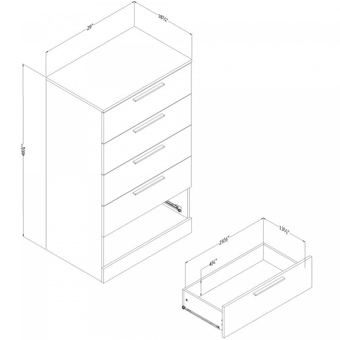  Commode verticale Step One Essential à 5 tiroirs - chêne blanchi