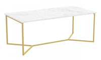  Table à café de 44 po - marbre avec métal doré
