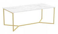 Table à café de 44 po - marbre avec métal doré